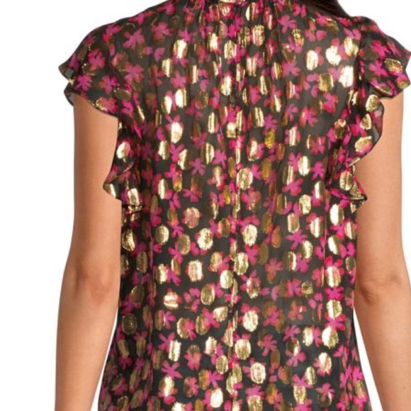 Milly Medallion Flutter-Sleeve Top size S - Picture 2 of 4